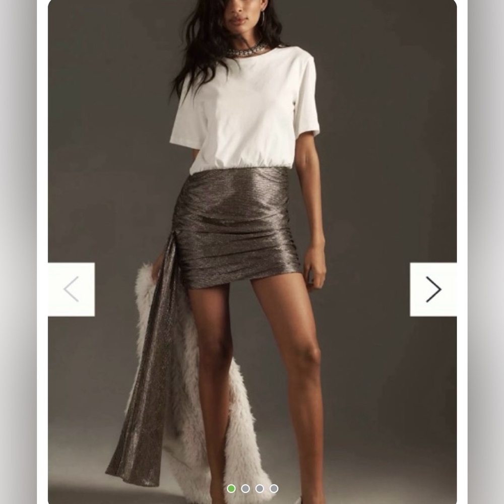 Anthropologie Crew Neck TwoFer Dress with Metallic Skirt